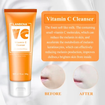 80g demachiant facial spălare fata vitamina c, colagen de albire, curatare profunda hidratare descompune melanina machiaj spumă remover