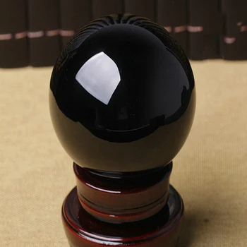 80MM Naturale Obsidian Negru Sferă Mare glob de Cristal Piatră de Vindecare cu Baza