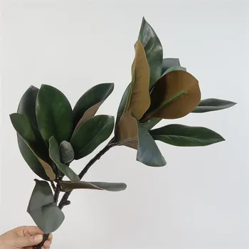 82 cm 2 furculiță Artificiale Magnolia Ramură Tropicale din Plastic Plante de Interior Verde Fals Ghiveci Hotel Garden Home Decor Fotografie elemente de Recuzită