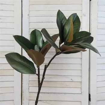 82 cm 2 furculiță Artificiale Magnolia Ramură Tropicale din Plastic Plante de Interior Verde Fals Ghiveci Hotel Garden Home Decor Fotografie elemente de Recuzită