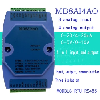 8AI4AO 0-20MA/4-20MA/0-5V/0-10V 8 mod analog achiziție și 4 mod analog output module de achizitie de MODBUS RS485