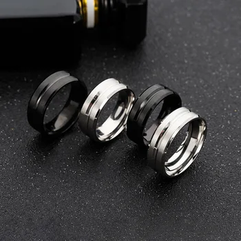 8MM lățime canelură de mijloc mată bărbați din oțel inoxidabil inel populare simple bijuterii