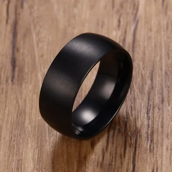 8mm Negru Bombat Periat Ring pentru Bărbați din Oțel Inoxidabil Trupa de Nunta Logodna Aniversare de sex Masculin Bijuterii Anel Aneis Anillos