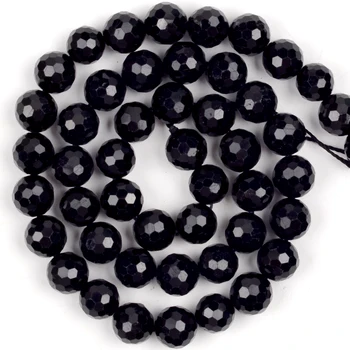 8mm Piatra Naturala Fațete Turmalina Neagra Margele Pentru a Face Bijuterii Rotund Liber Distanțier Margele DIY Brățară Colier Accesorii