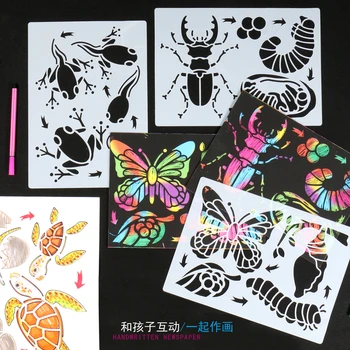 8pcs Animale și insecte de Creștere a Ciclului de Viață de Învățare Montessori de Învățământ din Plastic Desen Pictura Șabloane Jucării pentru copii