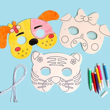 8Pcs DIY Animale Desene animate Pictură Măști de Culoare Grădiniță Arta Graffiti Desen Creativ jucarii Educative pentru copii Copii Cadou