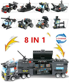 8Pcs/lot City Police SWAT Camion Model de Masina Blocuri Seturi Technic Cifre Brinquedos Creator Cărămizi Educative pentru Copii Jucarii