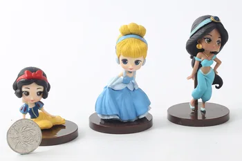 8pcs/lot Q Posket printese figura Jucării Păpuși Tiana Alba ca Zapada, Rapunzel, Ariel Cenusareasa, Belle Sirena PVC Cifre jucarii