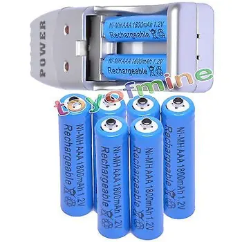 8x AAA 3A 1800mah 1.2 V NiMH baterie reîncărcabilă Albastru USB Încărcător