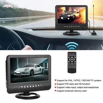 9.5 inch 9-12V Auto Unghi Larg de Vizualizare Mobil Portabil Analog TV, DVD Player, Televiziune NE-a 100-240V pentru PAL / NTSC / SECAM TV