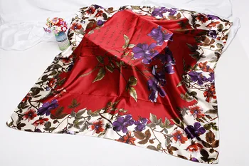 90*90cm Moda Floral Print Basma de Mătase Satin Gât Eșarfă Pentru Femei Pătrat Șaluri și Împachetări Elegant Hijab Eșarfe Pentru Femei