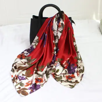 90*90cm Moda Floral Print Basma de Mătase Satin Gât Eșarfă Pentru Femei Pătrat Șaluri și Împachetări Elegant Hijab Eșarfe Pentru Femei