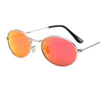 90 Oval ochelari de Soare de Aur Negru Oglinda Retro Ochelari de Soare Femei Luxe Marca de Metal Mici, Rotunde ochelari de Soare Barbati Obiectiv Plat de Epocă UV