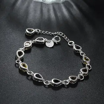 925 de bijuterii de argint bratara retro de înaltă calitate de moda femeie multicolor Zirconia Picătură de Apă brățară lungime 25CM