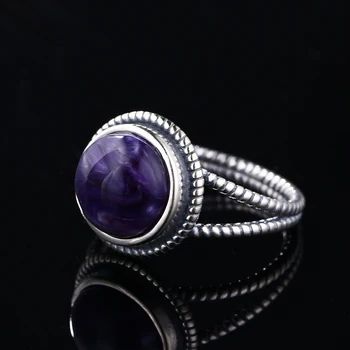 925 Inel Argint Europa Și America Exagerat Stilul Punk Purple Dragon Crystal Retro Argint Thai 10MM Rotund de Logodna