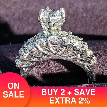 925 sterling silver moda set inel de nunta pentru femei degetul brand inele de logodna cu degetul en-gros bijuterii aniversare R4981