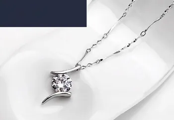 925 sterling silver moda stralucitor cristal de sex feminin pandantiv coliere bijuterii nu se estompeze femei lanț scurt picătură de transport maritim