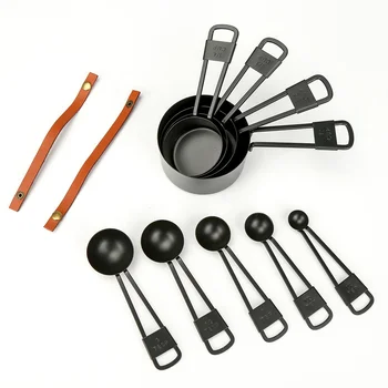 9pcs Bucătărie din Oțel Inoxidabil de Măsurare Cupe și Linguri Set Negru de Gătit de Copt Linguri de Măsurare Lingură de Cafea Instrumente de Măsurare