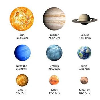 9Pcs/Set 9 Planetă a Sistemului Solar Fluorescente Perete Stick Univers Planeta Galaxy Camera Copiilor Dormitor Luminos Autocolante de Perete