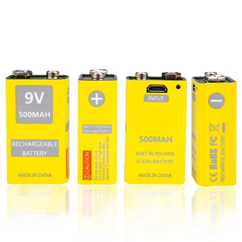 9v usb 500mah baterie 9v 6f22 micro usb baterie reîncărcabilă litiu pentru Multimetru Microfon cu Control de la Distanță aparatul de masaj ktv utilizare 9