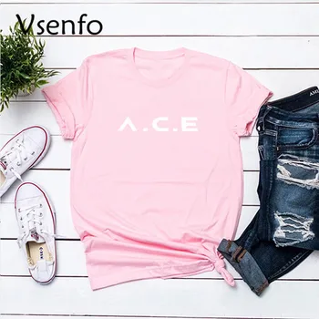 A. C. E Kpop T-Shirt, cu Scrisoare de Imprimare Casual din Bumbac Tricou Maneca Scurta Femme Fata Tricouri Topuri de Moda coreeană