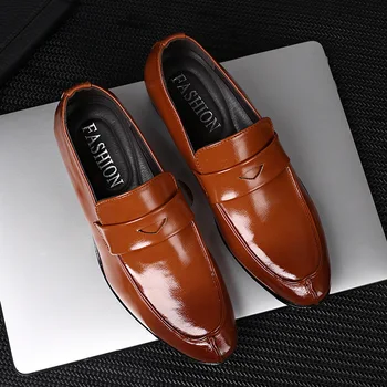 A Subliniat Toe Formale Pantofi Barbat Din Piele Pu Oxfords Primavara Barbati Italia Pantofi Rochie De Afaceri De Nunta Pantofi Pentru Bărbați De Mari Dimensiuni