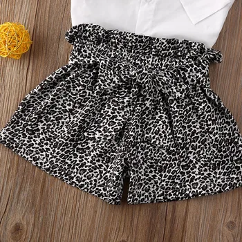 AA Fete de Moda de Îmbrăcăminte 2020 Copil Copii Copii Fete Buton de Cămașă de Sus Pantaloni scurți de Vară Leopard Costum de Haine pentru Copii