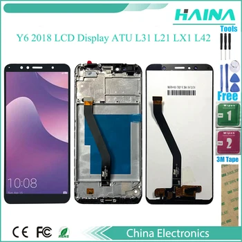 AA++ Qualiy Pentru Huawei Y6 2018 UAT-L11 UAT-L21 UAT-L22 UAT-LX3 Complet LCD + Touch Screen Digitizer Asamblare + Cadru de Acoperire