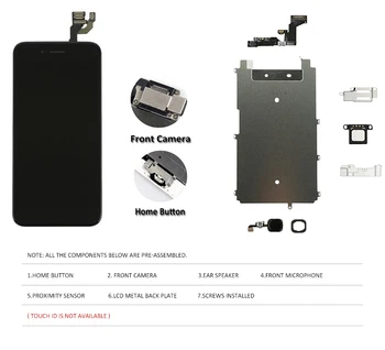 AAA Plin LCD de Asamblare Pentru iPhone 6 6S Plus Touch LCD Digitizer Completat Ansamblul de Înlocuire Ecran de Afișare Cameră Butonul Home