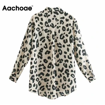 Aachoae Streetwear Leopard Bluza Camasa Maneca Lunga Doamnelor Tunica Topuri Rândul Său, În Jos Guler De Cămașă Birou De Sex Feminin Ropa De Mujer 2020