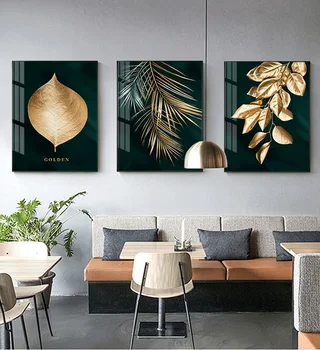 AAHH Arta de Perete Abstract de Aur Frunzele Plantelor Imagine Stil Modern de Imprimare Panza de Pictura Arta Poster Camera de zi de Decorare Unice