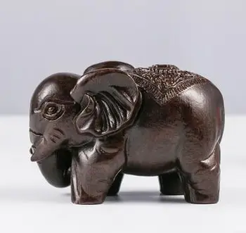 Abanos mână aloe sculptură în lemn de înaltă densitate negru din piele de artizanat din lemn elefant cu ornamente de animale statuie