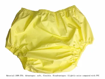 ABDL Haian Adult Incontinenta Trage-pe Pantaloni din material Plastic de Culoare Galben 3 Pack