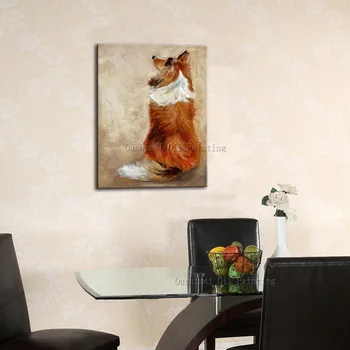 Abilitățile De Artist Pur Pictate Manual, De Înaltă Calitate, Moderne, Abstracte, Animale Câine Pictura In Ulei Pe Panza Moderne Câine Panza Pictura