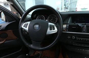 ABS, Fibra de Carbon/Crom Stil Pentru BMW X6 E71 2010-13 Accesorii Auto Volan Butonul de Acoperire Cadru Decor Ornamental Autocolant
