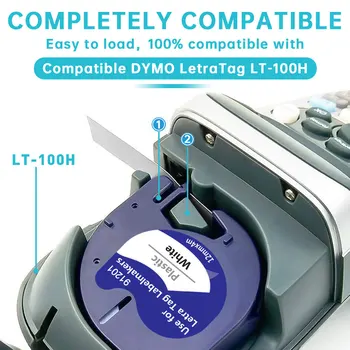 Absonic Culoare Mixt 91201 12mm Compatibil Dymo LetraTag Eticheta Casete 12267 91200 91202 91203 91204 91205 pentru Dymo LT-100H Printer