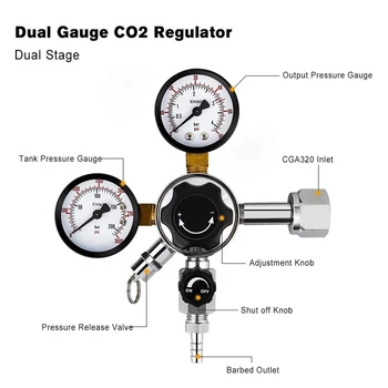 Acasă Brew Co2 Reglementare, W21.8/ CGA 320 Tip Dual Stage Regulator de Presiune pentru Monitorizarea Butoi de Bere de Carbonatare,Rezervor de Co2