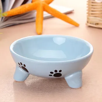 Acasă Drăguț Ceramice Castron Pisica Neagră Fină Os Model de Proiectare Mâncare de Pisici Bazin Rotund Singură Companie Alimentatoare Albastru Verde 12cm Numai Pentru Pisica