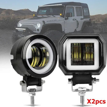 Accesorii auto 20W 3 Inch LED Lumina de Lucru Alb Inel Angel Eyes offraod Loc de Lampă de Ceață Pentru Jeep Wrangler 4x4 4WD SUV Toyota
