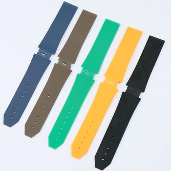 Accesorii ceas albastru verde curea de cauciuc 19mmx25mm pentru HUBLOT serie bărbați sau femei în aer liber sportive și de agrement, curea silicon