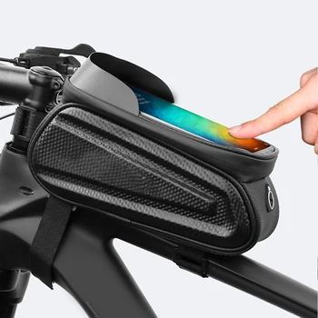Accesorii Pentru Biciclete Sac De Cadru Frontal De Bicicleta Cu Suport Pentru Telefon Impermeabil Pungi De Biciclete Ciclism Tub 6.0 În Caz De Telefon Touchscreen Rezistent La Apa