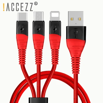 !ACCEZZ 3 in 1 Incarcator Cablu de Iluminat Pentru iPhone X XS MAX XR 8 7 Plus Micro USB de Tip C de Încărcare Pentru Mi9 8 Huawei P30 Cablu de Date