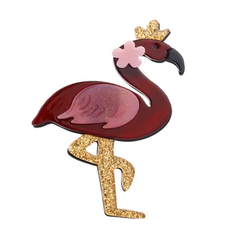 Acrilica Glitter Pasăre Ace Și Broșe Pentru Femei Mari Frumoase Animale Flamingo Pin Broșă Corsaj Insigna De Bijuterii Guler De Camasa Clip