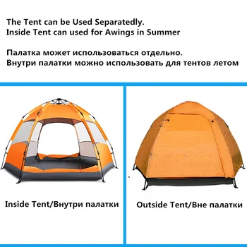 Actualizat 3-5 Persoana/5-7 Persoane Automată Camping Cort Dublu Strat Vara mongolă Hexagonale Yurt Turistice Cort pentru Călătorie în aer liber