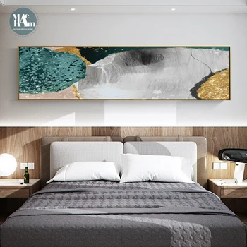 Acuarelă abstractă Verde foita de Aur de Artă Panza Tablouri Pentru Living Dormitor Pridvor Postere Si Printuri Poster de Perete Decor