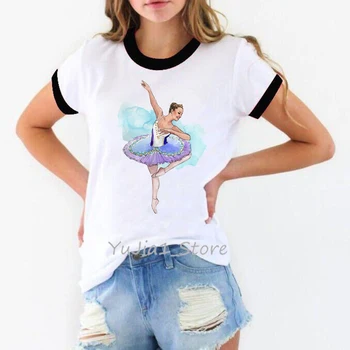 Acuarelă Gimnastica tricou femei fata de vara top alb iubitor de dans cadou graphic tee shirt femme harajuku kawaii tricou personalizat