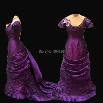 Adaptate!NOI arrivial Royal Purple Tafta franceză Ducesa Regina Printesa Marie Antoinette Teatrul de război Civil rochie HL-299