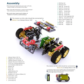 Adeept AWR 4WD WiFi Inteligent Robot Car Kit DIY Kit Robot Cu OpenCV Țintă de Urmărire Transmisie Video în Timp Real Funcția Stem Jucărie
