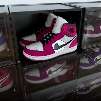 Adidasi Cutie de Alunecare din Plastic Cutia de Pantofi care pot fi Stivuite de Afișare Cabinet Cutie de Depozitare Detașabilă Praf de Pantofi Raft Organizator pentru AJ