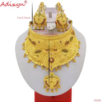 Adixyn 4 Desigh Colier/Cercei Set De Bijuterii De Culoare De Aur/Cupru Din Africa/Etiopian/Dubai Mireasa Nunta Accesoriu N12302